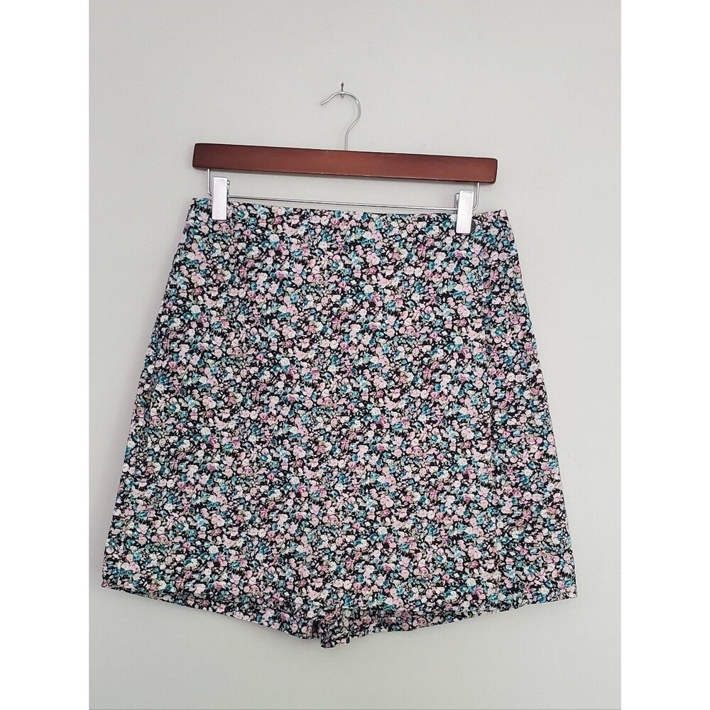 Basic Views Y2k Floral Mini Skort with Pink & Blue Bouquet Print Size 14